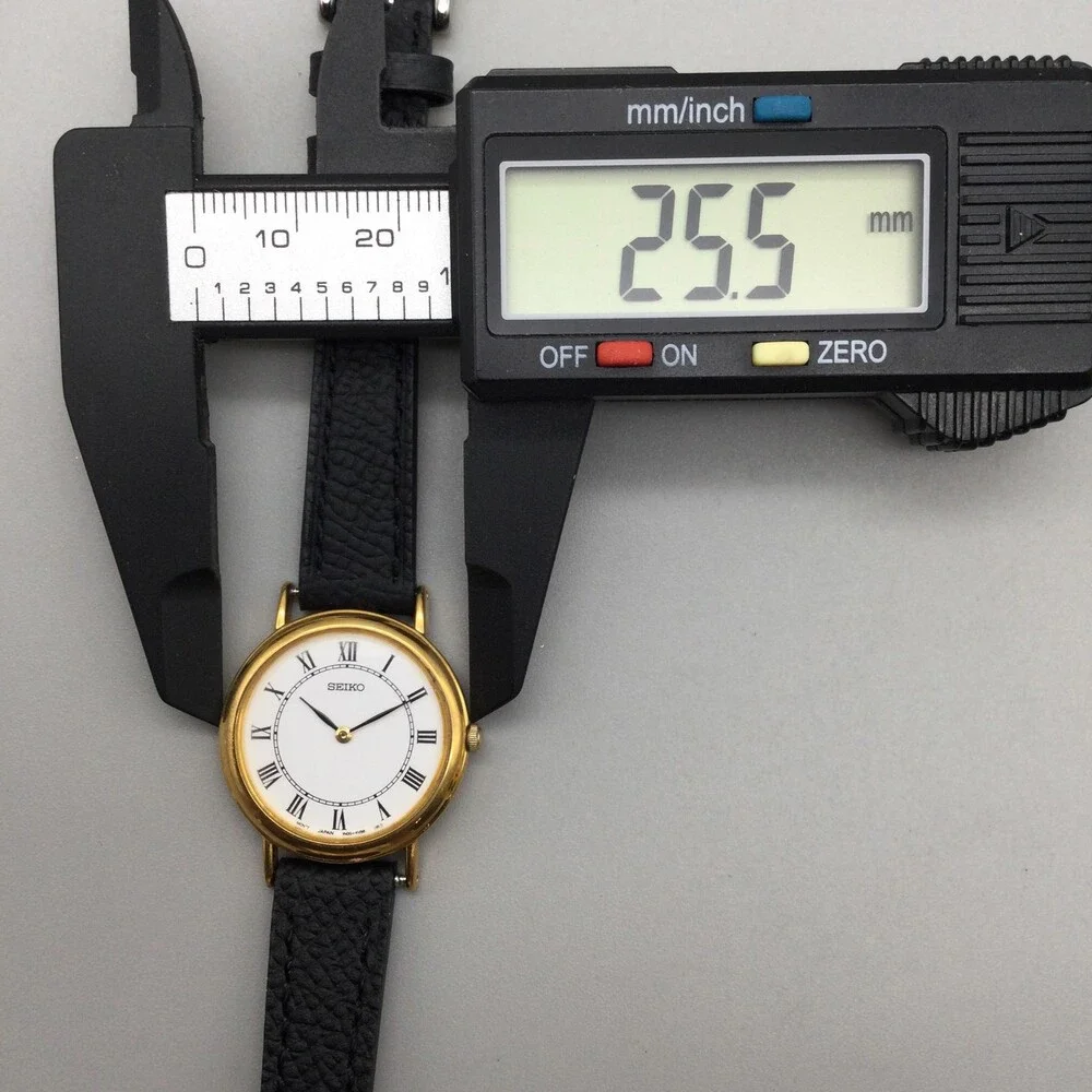 Seiko Watch Womens 26mm Gold Tone 1N00-0D59 Black Leather Band New Battery - Picture 14 of 15